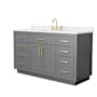 Wyndham Collection Beckett TK 60" Free Standing Single Basin Vanity Set with Cabinet and Quartz Vanity Top Dark Gray / White Quartz Top / Brushed Gold Hardware