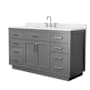 Wyndham Collection Beckett TK 60" Free Standing Single Basin Vanity Set with Cabinet and Quartz Vanity Top Dark Gray / Giotto Quartz Top / Brushed Nickel Hardware