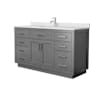 Wyndham Collection Beckett TK 60" Free Standing Single Basin Vanity Set with Cabinet and Cultured Marble Vanity Top Dark Gray / White Cultured Marble Top / Brushed Nickel Hardware