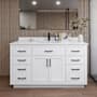 Wyndham Collection Beckett TK 60" Free Standing Single Basin Vanity Set with Cabinet and Cultured Marble Vanity Top White / Carrara Cultured Marble Top / Matte Black Hardware