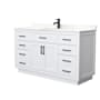 Wyndham Collection Beckett TK 60" Free Standing Single Basin Vanity Set with Cabinet and Cultured Marble Vanity Top White / Carrara Cultured Marble Top / Matte Black Hardware