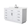 Wyndham Collection Beckett TK 60" Free Standing Single Basin Vanity Set with Cabinet and Quartz Vanity Top White / White Quartz Top / Matte Black Hardware