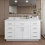 Wyndham Collection Beckett TK 60" Free Standing Single Basin Vanity Set with Cabinet and Quartz Vanity Top White / Giotto Quartz Top / Brushed Gold Hardware