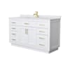 Wyndham Collection Beckett TK 60" Free Standing Single Basin Vanity Set with Cabinet and Cultured Marble Vanity Top White / White Cultured Marble Top / Brushed Gold Hardware