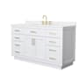 Wyndham Collection Beckett TK 60" Free Standing Single Basin Vanity Set with Cabinet and Quartz Vanity Top White / White Quartz Top / Brushed Gold Hardware
