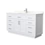 Wyndham Collection Beckett TK 60" Free Standing Single Basin Vanity Set with Cabinet and Cultured Marble Vanity Top White / Carrara Cultured Marble Top / Brushed Nickel Hardware