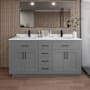 Wyndham Collection Beckett TK 66" Free Standing Double Basin Vanity Set with Cabinet and Cultured Marble Vanity Top Dark Gray / Carrara Cultured Marble Top / Matte Black Hardware