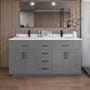 Wyndham Collection Beckett TK 66" Free Standing Double Basin Vanity Set with Cabinet and Cultured Marble Vanity Top Dark Gray / White Cultured Marble Top / Matte Black Hardware