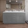 Wyndham Collection Beckett TK 66" Free Standing Double Basin Vanity Set with Cabinet and Cultured Marble Vanity Top Dark Gray / White Cultured Marble Top / Brushed Nickel Hardware
