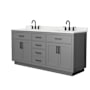Wyndham Collection Beckett TK 72" Free Standing Double Basin Vanity Set with Cabinet and Quartz Vanity Top Dark Gray / Giotto Quartz Top / Matte Black Hardware