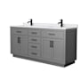 Wyndham Collection Beckett TK 72" Free Standing Double Basin Vanity Set with Cabinet and Cultured Marble Vanity Top Dark Gray / White Cultured Marble Top / Matte Black Hardware