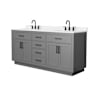 Wyndham Collection Beckett TK 72" Free Standing Double Basin Vanity Set with Cabinet and Quartz Vanity Top Dark Gray / White Quartz Top / Matte Black Hardware