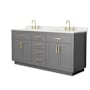 Wyndham Collection Beckett TK 72" Free Standing Double Basin Vanity Set with Cabinet and Quartz Vanity Top Dark Gray / Giotto Quartz Top / Brushed Gold Hardware