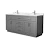 Wyndham Collection Beckett TK 72" Free Standing Double Basin Vanity Set with Cabinet and Cultured Marble Vanity Top Dark Gray / Carrara Cultured Marble Top / Brushed Nickel Hardware