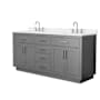 Wyndham Collection Beckett TK 72" Free Standing Double Basin Vanity Set with Cabinet and Quartz Vanity Top Dark Gray / White Quartz Top / Brushed Nickel Hardware