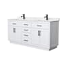 Wyndham Collection Beckett TK 72" Free Standing Double Basin Vanity Set with Cabinet and Cultured Marble Vanity Top White / Carrara Cultured Marble Top / Matte Black Hardware