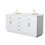 Wyndham Collection Beckett TK 72" Free Standing Double Basin Vanity Set with Cabinet and Quartz Vanity Top White / Giotto Quartz Top / Brushed Gold Hardware
