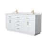 Wyndham Collection Beckett TK 72" Free Standing Double Basin Vanity Set with Cabinet and Cultured Marble Vanity Top White / White Cultured Marble Top / Brushed Gold Hardware
