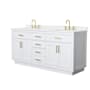 Wyndham Collection Beckett TK 72" Free Standing Double Basin Vanity Set with Cabinet and Quartz Vanity Top White / White Quartz Top / Brushed Gold Hardware