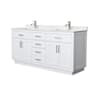 Wyndham Collection Beckett TK 72" Free Standing Double Basin Vanity Set with Cabinet and Cultured Marble Vanity Top White / Carrara Cultured Marble Top / Brushed Nickel Hardware