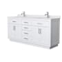 Wyndham Collection Beckett TK 72" Free Standing Double Basin Vanity Set with Cabinet and Cultured Marble Vanity Top White / White Cultured Marble Top / Brushed Nickel Hardware