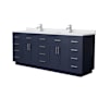 Wyndham Collection Beckett TK 84" Free Standing Double Basin Vanity Set with Cabinet and Cultured Marble Vanity Top Dark Blue / White Cultured Marble Top / Brushed Nickel Hardware