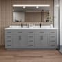 Wyndham Collection Beckett TK 84" Free Standing Double Basin Vanity Set with Cabinet and Quartz Vanity Top Dark Gray / Giotto Quartz Top / Matte Black Hardware