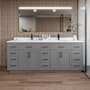 Wyndham Collection Beckett TK 84" Free Standing Double Basin Vanity Set with Cabinet and Quartz Vanity Top Dark Gray / White Quartz Top / Matte Black Hardware