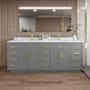 Wyndham Collection Beckett TK 84" Free Standing Double Basin Vanity Set with Cabinet and Quartz Vanity Top Dark Gray / Giotto Quartz Top / Brushed Gold Hardware