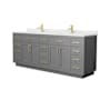 Wyndham Collection Beckett TK 84" Free Standing Double Basin Vanity Set with Cabinet and Quartz Vanity Top Dark Gray / Giotto Quartz Top / Brushed Gold Hardware