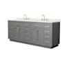 Wyndham Collection Beckett TK 84" Free Standing Double Basin Vanity Set with Cabinet and Quartz Vanity Top Dark Gray / Giotto Quartz Top / Brushed Gold Hardware