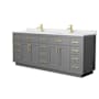 Wyndham Collection Beckett TK 84" Free Standing Double Basin Vanity Set with Cabinet and Cultured Marble Vanity Top Dark Gray / White Cultured Marble Top / Brushed Gold Hardware