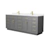 Wyndham Collection Beckett TK 84" Free Standing Double Basin Vanity Set with Cabinet and Quartz Vanity Top Dark Gray / White Quartz Top / Brushed Gold Hardware