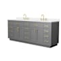 Wyndham Collection Beckett TK 84" Free Standing Double Basin Vanity Set with Cabinet and Quartz Vanity Top Dark Gray / White Quartz Top / Brushed Gold Hardware
