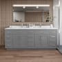 Wyndham Collection Beckett TK 84" Free Standing Double Basin Vanity Set with Cabinet and Quartz Vanity Top Dark Gray / Giotto Quartz Top / Brushed Nickel Hardware