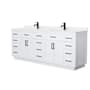 Wyndham Collection Beckett TK 84" Free Standing Double Basin Vanity Set with Cabinet and Quartz Vanity Top White / White Quartz Top / Matte Black Hardware