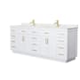 Wyndham Collection Beckett TK 84" Free Standing Double Basin Vanity Set with Cabinet and Cultured Marble Vanity Top White / Carrara Cultured Marble Top / Brushed Gold Hardware