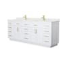 Wyndham Collection Beckett TK 84" Free Standing Double Basin Vanity Set with Cabinet and Quartz Vanity Top White / Giotto Quartz Top / Brushed Gold Hardware