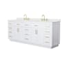 Wyndham Collection Beckett TK 84" Free Standing Double Basin Vanity Set with Cabinet and Quartz Vanity Top White / Giotto Quartz Top / Brushed Gold Hardware