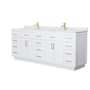 Wyndham Collection Beckett TK 84" Free Standing Double Basin Vanity Set with Cabinet and Cultured Marble Vanity Top White / White Cultured Marble Top / Brushed Gold Hardware