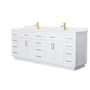 Wyndham Collection Beckett TK 84" Free Standing Double Basin Vanity Set with Cabinet and Quartz Vanity Top White / White Quartz Top / Brushed Gold Hardware