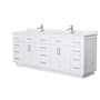 Wyndham Collection Beckett TK 84" Free Standing Double Basin Vanity Set with Cabinet and Cultured Marble Vanity Top White / Carrara Cultured Marble Top / Brushed Nickel Hardware
