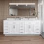 Wyndham Collection Beckett TK 84" Free Standing Double Basin Vanity Set with Cabinet and Quartz Vanity Top White / Giotto Quartz Top / Brushed Nickel Hardware