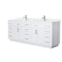 Wyndham Collection Beckett TK 84" Free Standing Double Basin Vanity Set with Cabinet and Quartz Vanity Top White / White Quartz Top / Brushed Nickel Hardware