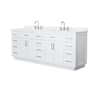 Wyndham Collection Beckett TK 84" Free Standing Double Basin Vanity Set with Cabinet and Quartz Vanity Top White / White Quartz Top / Brushed Nickel Hardware