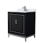Wyndham Collection Marlena 30" Free Standing Single Basin Vanity Set with Cabinet and Marble Vanity Top Black / Brushed Nickel Hardware