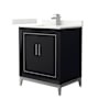 Wyndham Collection Marlena 30" Free Standing Single Basin Vanity Set with Cabinet and Quartz Vanity Top Black / Giotto Quartz Top / Brushed Nickel Hardware