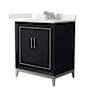 Wyndham Collection Marlena 30" Free Standing Single Basin Vanity Set with Cabinet and Quartz Vanity Top Black / White Quartz Top / Brushed Nickel Hardware