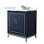 Wyndham Collection Marlena 30" Free Standing Single Basin Vanity Set with Cabinet and Quartz Vanity Top Dark Blue / Giotto Quartz Top / Brushed Nickel Hardware