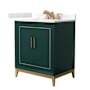 Wyndham Collection Marlena 30" Free Standing Single Basin Vanity Set with Cabinet and Quartz Vanity Top Green / Giotto Quartz Top / Satin Bronze Hardware